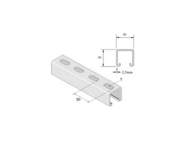 Weekendaanbieding Montageprofiel rail 41x41x2,5 mm 3 meter Atkore Vergokan HD