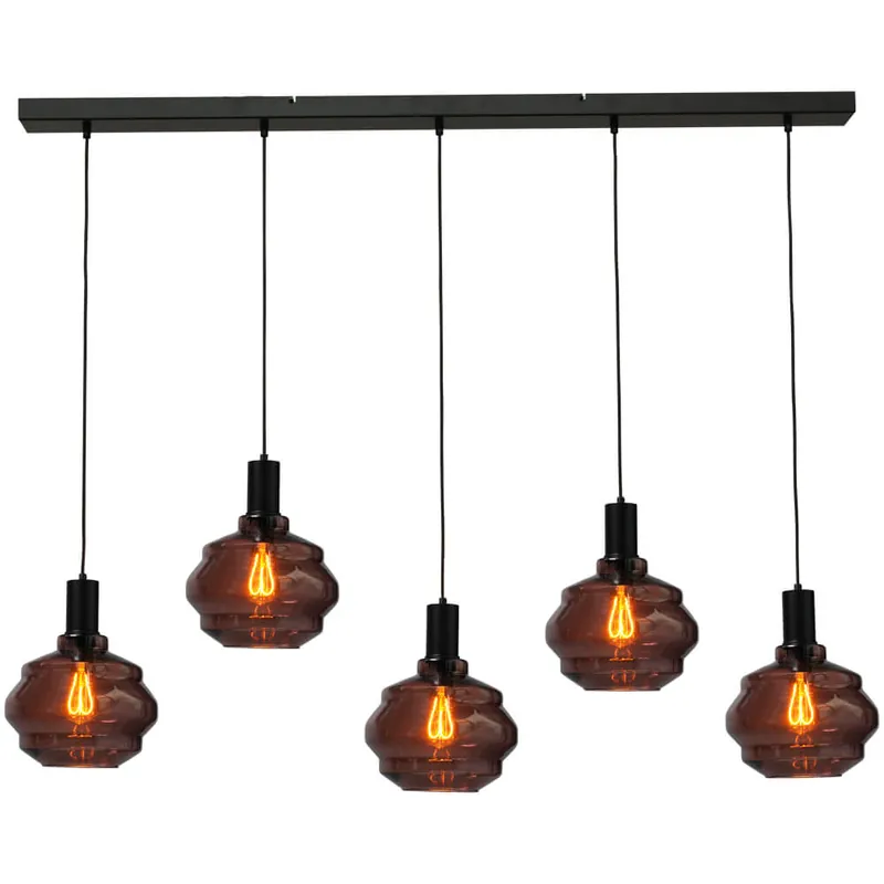 Nieuw Masterlight - 5-lichts hanglamp - zwart - Porto met Ball red glazen - Ø 24cm