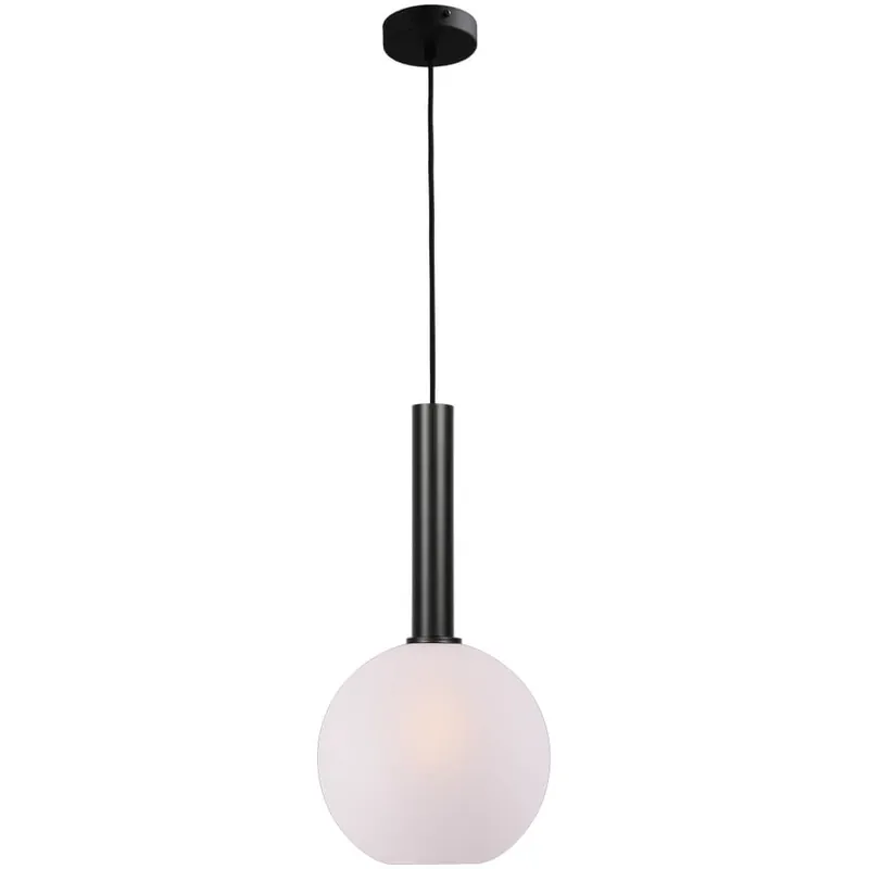 Goedkoop Masterlight - Hanglamp Ø 25cm Bella 2 Zwart met mat wit glas