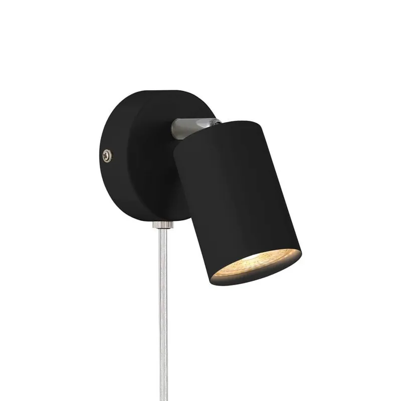 Tijdelijk Beschikbaar Nordlux - Zwarte wandlamp Explore met snoer