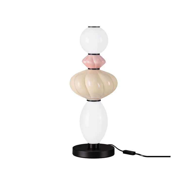 Lyora - Tafellamp Oneta wit - roze - beige Korting