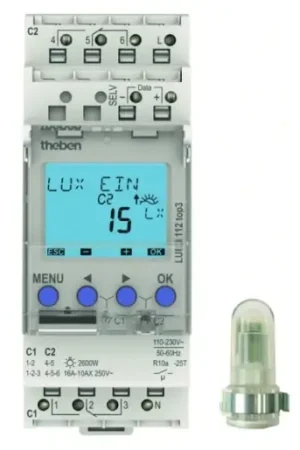 Direct Verzonden Theben LUNA Schemerschakelaar + lichtsensor 2 kanalen DIN-rail Wandopbouw 230V 16A 1120130