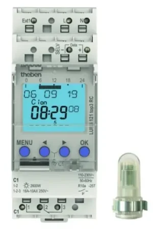 Theben LUNA schemerschakelaar + schakelklok lichtsensor 1 kanaal DIN-rail Wandopbouw 230V 16A 1210130 Actieprijs