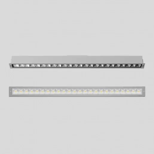Tijdelijk Beschikbaar Bega LED Wandinbouwarmatuur 4000K 35.6W 76x1040mm inbouw wand plafond Steekklem zilver DALI 24304AK4