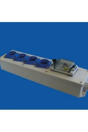 Hateha VERDEELCONTACTDOZEN 16A 230 V 2P+A MET BEVEILIGING GRIJS-BLAUW Voordeelprijs