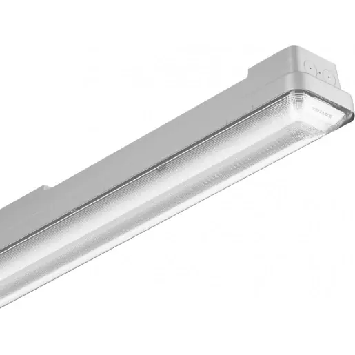 Trilux Aragon Fit LED armatuur lens brede lichtverdeling (b) 4000K 6400lm 1552x102mm DALI-2 Steekklem grijs 7596151 Op = Op