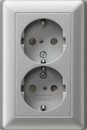 Must-Have Gira System 55 Wandcontactdoos inbouw 16A 250V RA KV aluminium RAL IP20 078326