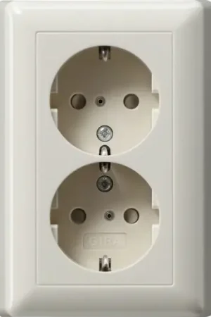 Gira System 55 Wandcontactdoos inbouw 16A 250V RA KV Glanzend wit RAL 1013 IP20 078301 Op = Op
