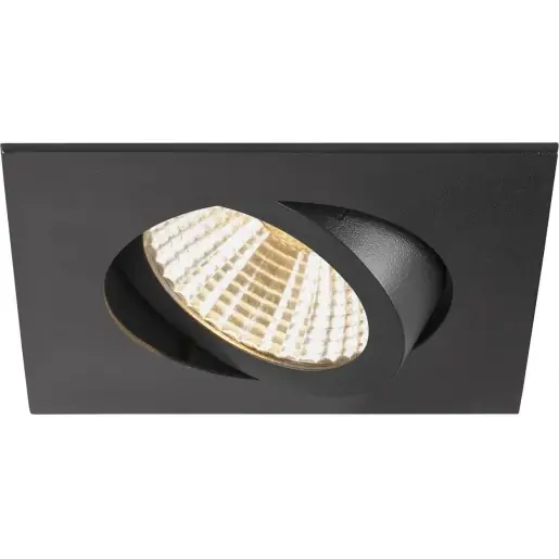 SLV New Tria inbouwspot vierkant symm 2500K 540lm 82x82mm faseaansnijding faseafsnijding 21-40° - Mediumstralend zwart 1007438 Op = Op