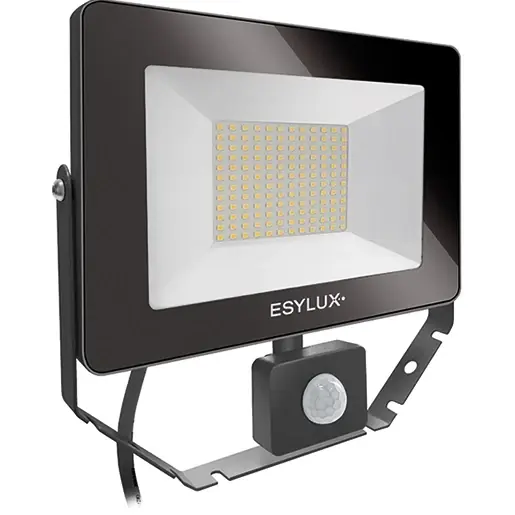 Koop Online Esylux AFL LED schijnwerper 840 symm 4000K 5000lm 252x240mm aanwezigheidsmelder bewegingssensor lichtsensor >80° - Extreem breedstralend Vrij kabeluiteinde IP65 zwart EL10810770
