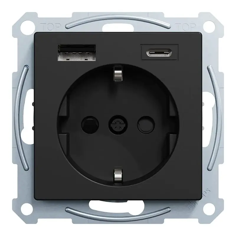 Schneider Electric Merten M - Wandcontactdoos MEG2367-0403 Zwart mat Weekendaanbieding
